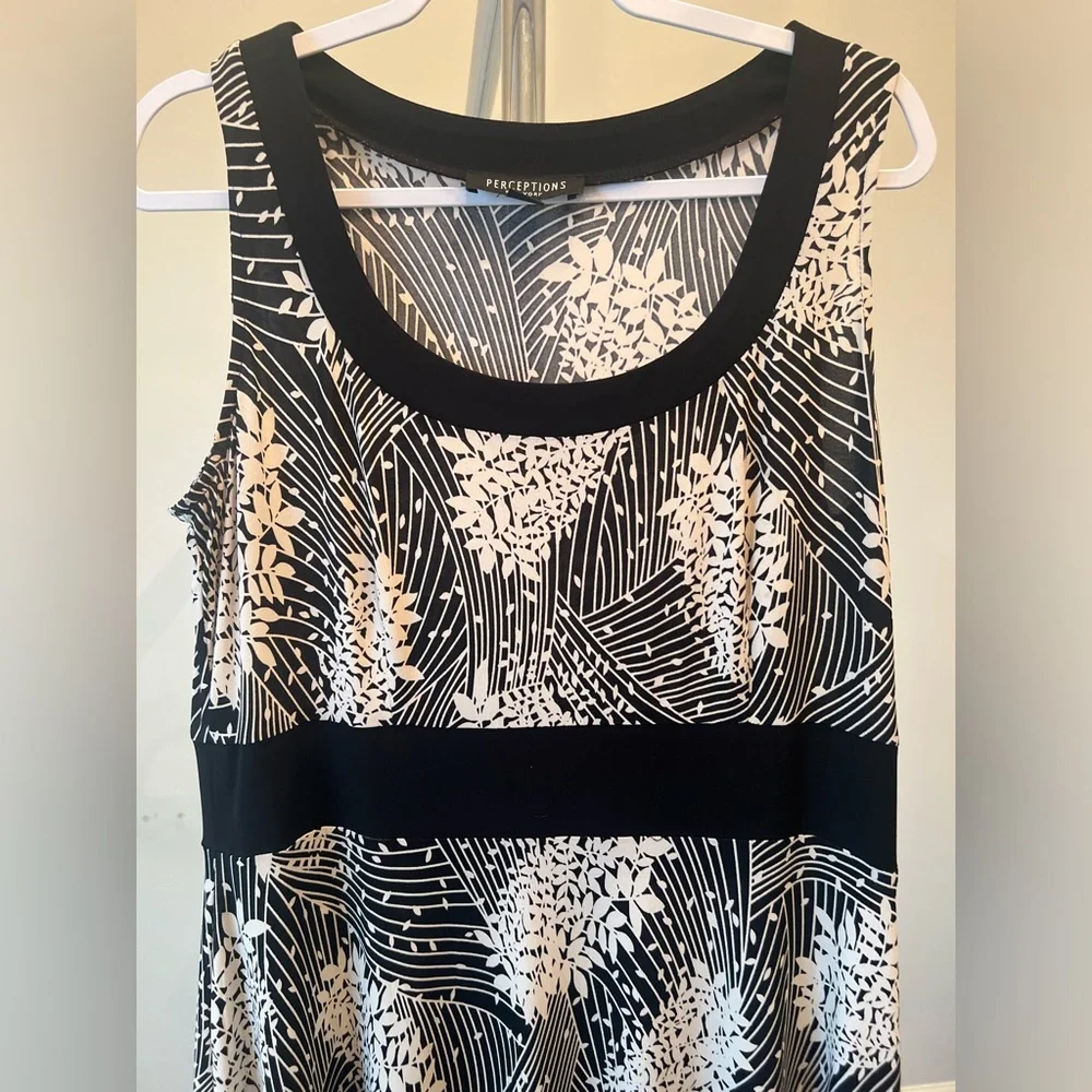 Perceptions New York casual Plus Size 16 Dress sleeveless black and white - Picture 2 of 4